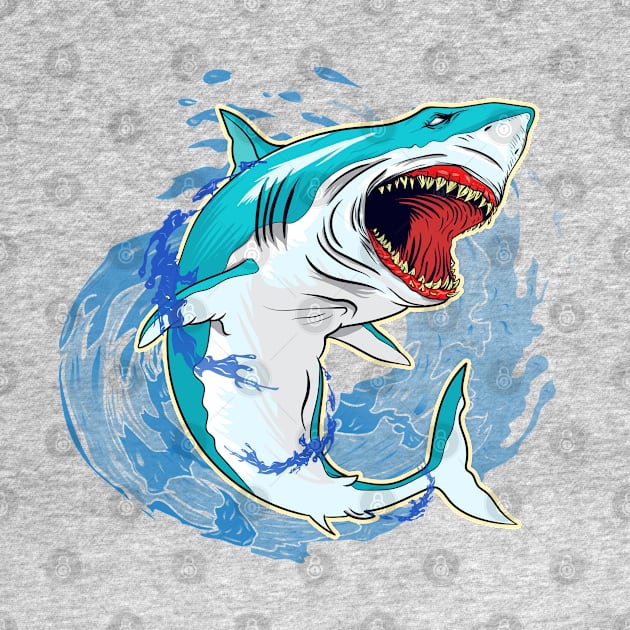 Shark with splashes water by Mako Design 